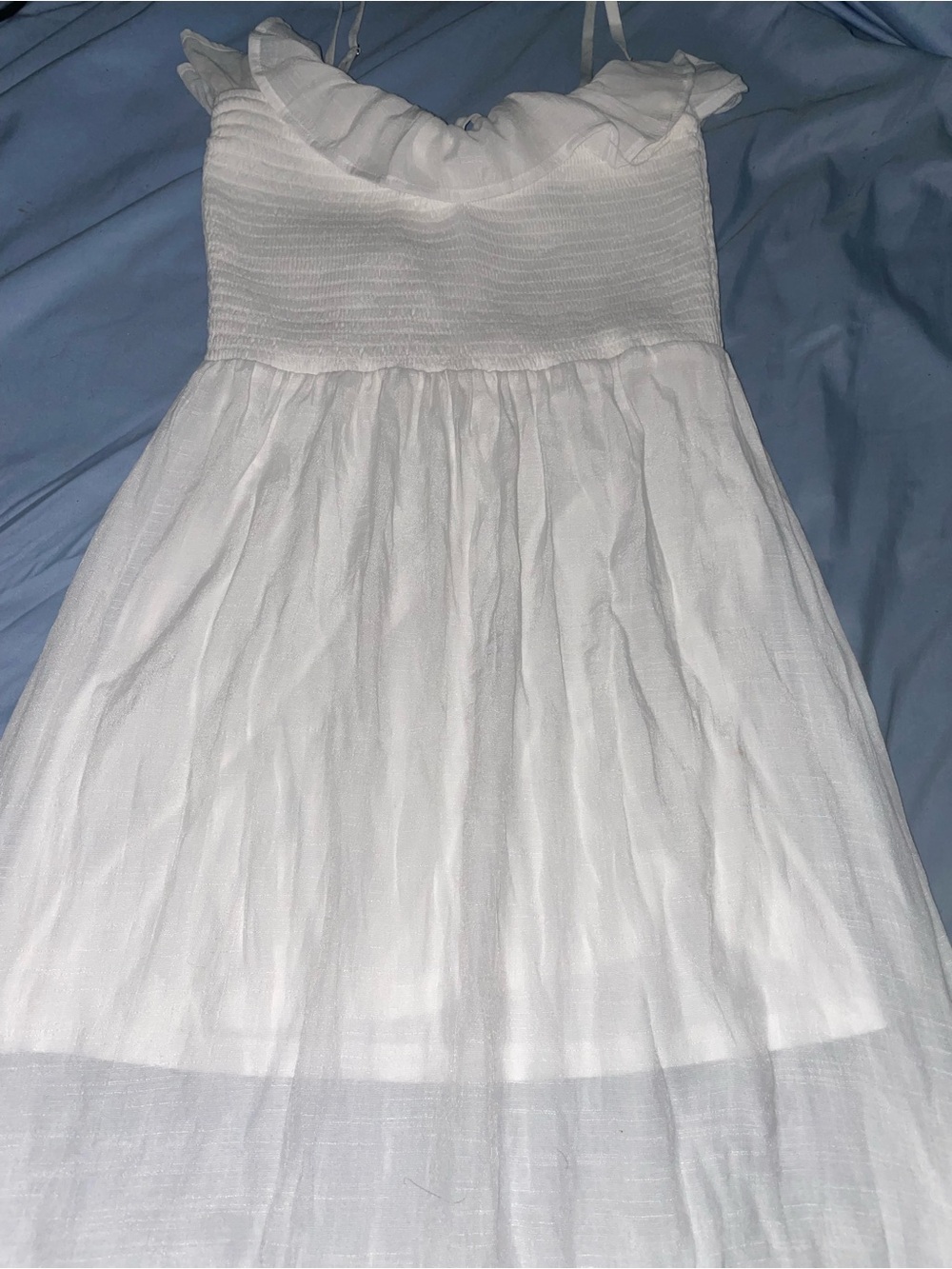 White Ruffle Smocked Sundress for Girls